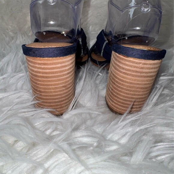 Aerosoles Heelrest Womens Slide Sandals Blue Denim Block Heel Mules Open Toe - Picture 4 of 10